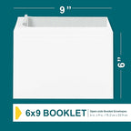 6x9 Booklet Envelopes - 100 Pack - Self Seal White Letter Mailing Envelopes With Peel & Seal Closure - Open-Side, 28 Lb Paper - Plain for Business and Personal Use