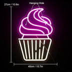 Cupcake Neon Sign Led Pink Warm White Neon Lights for Wall Decor Usb Light Up Signs for Bakery Dessert Shop Resturant Bar Cafe Candyland Party Decorations