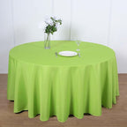 Efavormart Round Tablecloth, 120 Inch Stain & Wrinkle Resistant Washable Table Cloth, Decorative Polyester Fabric Table Cover for Banquet, Wedding, Dining - Lime Green