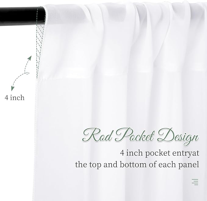 4 Panels White Wedding Ceiling Drapes 5ftx30ft Ceiling Drapes Chiffon Fabric Arch Draping Sheer Curtains Soft Drapery Draping Wedding Ceiling Decorations for Party Ceremony Stage Swag