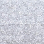 Efavormart 90"x132" Wholesale Rectangle Table Cover White Grandiose Rosette 3D Satin Tablecloth for Wedding Party Event Decoration