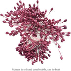 HAHIYO 700Pcs 3mm Dark Purple Pearl Double Head Flower Stamen Pistil - Handmade Artificial Pearlized Floral Pollen for Flower Making, Scrapbook Decoration