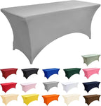 114 10-Pack 6ft Spandex Table Covers for Rectangle Standard Folding Tables - Wrinkle Resistant Stretch Tablecloths - Ultimate Fitted Table Protector for Parties, Banquet, and Wedding