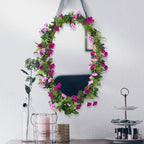 Kisflower 3PCS/23.7FT Artificial Rose Flower Garland, Fake Vines Silk Floral Hanging Plant for Wedding Arch Decorations Room Party Home Garden Hotel Office Wall Decor (Fuchsia)