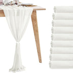 10 Pack 10ft White Chiffon Table Runners Wedding Table Runner Sheer Romantic Tulle Table Runner for Christmas Wedding Bridal Tea Party Baby Shower Birthday Party Table Decorations(120 x 12 in)
