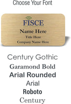 Custom Name Tag with Logo - Personalized Name Badge with Magnet Backing - Choose Your Size and Color (Gold Metal 3"x1.5" - Logo on Top)