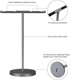 Dual Aluminum Headphones Stand Holder, Showcase Multi Headphones with Solid Heavy Base, Compatible with Gaming Headsets and Wireless Headphone Black