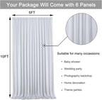 30 ft x 10 ft Wrinkle Free Silver Backdrop Curtain for Parties, Polyester Silver Grey Backdrop Drapes 6 Panels 5x10ft for Baby Shower Photoshoot Engagement Wedding Birthday Photography Background