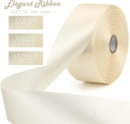 Rice White Solid Satin Ribbon 1-1/2 Inch 50 Yards Solid Polyester Fabric Ribbon for Gift Wrapping Wedding Christmas Baby Shower Birthday Party Decoration Handmade Immortal Flower Craft