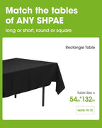 Pureegg Plastic Table Cloth Disposable 10 Pack, 54 x 132 Inch Table Cloths, Halloween Party Decorations, Summerween Decor, Halloween Tablecloths, Rectangle, Plastic Cover, Leakproof & Sturdy, Black