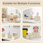 Albassa 4 PCS Buffet Risers Food Risers for Buffet Table Foldable Cardboard Food Display Stands with PVC Plates for Party Wedding Show Catering Desserts Jewelry (White, 4 PCS)