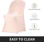 Peomeise Stretch Spandex Folding Chair Cover for Wedding Party Dining Banquet Event (Blush Pink,25pcs)