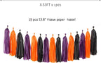 Black-Purple Orange Halloween Party-Decorations Tassel-Garland - 15pcs Graduation 2025 Supplies Tassels, Birthday Wedding Baby Bridal Shower Decor Panduola