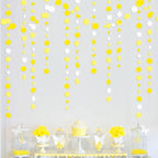 46 Ft Yellow White Circle Dots Garland Gradient Yellow Polka Dot Hanging Paper Streamer for Wedding Bridal Shower Birthday Baby Shower Engagement Bee Sunflower Lemon Theme Party Decorations Supplies
