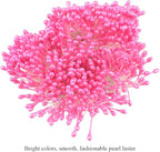 HAHIYO 700Pcs 3mm Dark Pink Pearl Double Head Flower Stamen Pistil - Handmade Artificial Pearlized Floral Pollen for Flower Making, Scrapbook Decoration