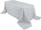 Efavormart 90"x132" Wholesale Rectangle Table Cover White Grandiose Rosette 3D Satin Tablecloth for Wedding Party Event Decoration