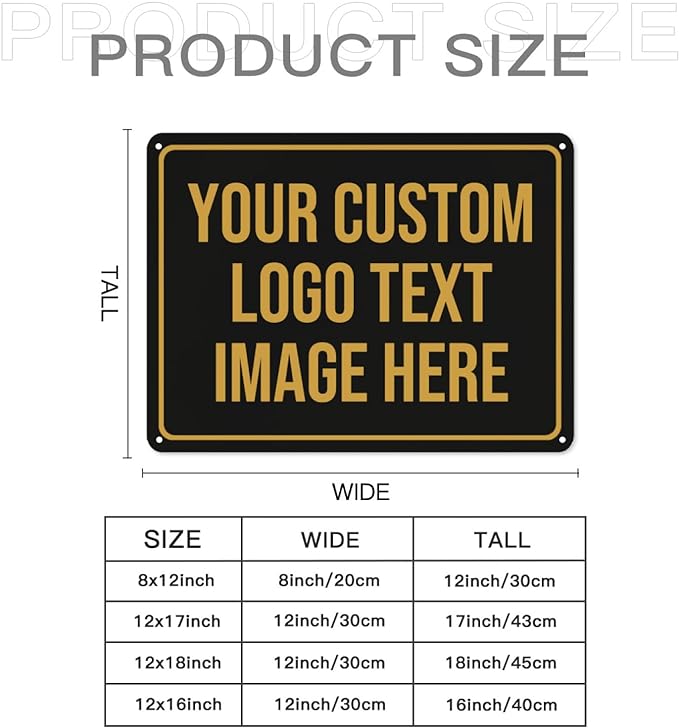 Custom Metal Sign - Personalized With Text, Photo, Logo - Indoor/Outdoor Use - 12"x16"