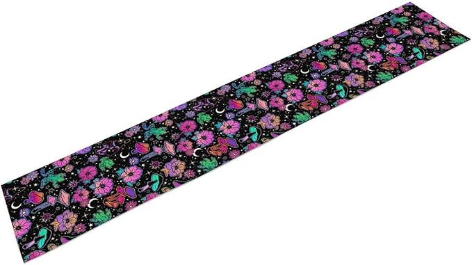 Gothic Star Moon Colorful Table Runner for Kitchen Living Room Home Party Boho Floral Table Runner 13x120 Inch