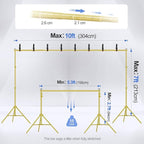 EMART Backdrop Stand 10x7ft(WxH) Photo Studio Adjustable Background Stand Support kit with 2 Crossbars, 8 Clamps, 2 Sandbags and Carry Bag for Parties, Events Decoration, Wedding -Titanium Gold