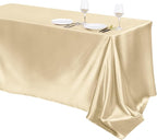 TURSTIN 1 Pack Champagne Satin Tablecloth 102 x 58 Inch Overlay Satin Table Cover Rectangle Bright Silk Tablecloth Smooth Fabric Table Decoration for Wedding Banquet Party Events