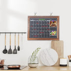 Magnetic Chalkboard Calendar for Wall Monthly Planner Board Wite Wood Frame Reusable Planning Blackboard for Record Daily Tasks List 12" x 16"