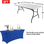 IVAPUPU 4FT Table Cloth for Rectangular Fitted Events Stretch Royal Blue Table Covers Washable Cover Spandex Tablecloth Protector for Party, Wedding, Cocktail, Banquet, Festival
