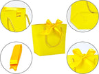 HUAPRINT Gift Bags with Handles,7.48×3.54×7.9 inches,Party Favor Bags with Bow Ribbon,12Pcs Yellow Paper Bags for Birthday Wedding Bridesmaid Present Celebration Holiday