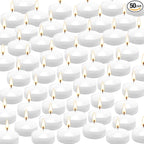 50 Floating Candles, Smoke-Free and odorless, Burning continuously for 5-6 Hours, White, 2-inch Floating Candles, Suitable for Valentine's Day, Weddings, Holidays, Home Decoration……