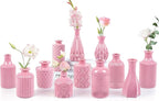 Baby Pink Glass Bud Vases Set of 12, Mini Flower Vase for Centerpieces, Small Vases in Bulk for Wedding Decoration, Vintage Vase for Baby Shower Centerpieces, Home Décor