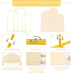 Wedding Arch Stand with Beige Spandex Fitted Arch Backdrop Cover Set 6FT 6.6FT 7.2FT Round Top Chiara Backdrop Stands and Covers for Birthday Party Baby Shower Banquet Decoration
