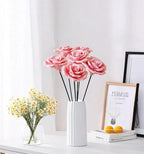 6 pcs Handmade Ceramic Roses,Featuring Vibrant Colors and Intricate Petal Details Floral Decorations Wedding Decoration Christmas Decor Gift Providing Long-Lasting Beauty (Pink)