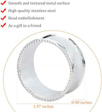 20 Pcs Stainless Steel Bead Side Napkin Rings Delicate Serviette Buckles (Silver)