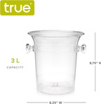 True Clear Acrylic Ice Bucket with Handles, 3-Liter Capacity, Durable Wine and Champagne Bucket, Perfect Ice Buckets for Parties, BBQs, Weddings, Picnics, Holidays, Outdoors, 8.75" x 8.25", Set of 1