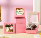 RomanticBaking 3 ¼" x 3 ¼" x 1 ½" 50PCS Chocolate Truffle Boxes for 4，Cookies Boxes Soap Boxes Donut Boxes Macaron Boxes Mini Bakery Boxes with Window Brownie Box