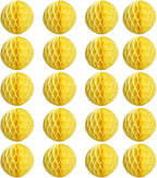 20pcs Honeycomb Flower Balls - Party Decor, Tissue Paper Pom Poms (6inch, Yellow)