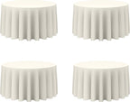 BRILLMAX 4 Pack Ivory Round Tablecloths 120 Inch - Circle Bulk Linen Polyester Fabric Washable Table Cloth Cover for Wedding Reception Banquet Birthday Party Buffet Restaurant