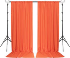 MYSKY HOME Orange Backdrop Curtains for Parties, Weddings, Stage - Light Filtering, Sliding Drapes, 5ft x 10ft, 2 Panels