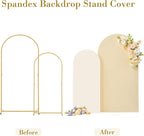 7.2FT 6FT Arch Backdrop Cover for Wedding, Set of 2 Stretchy Spandex Fitted Arch Stand Cover for Baby Shower, Birthday Party Decor, Chiara Backdrop Cover with Double-Sided Design(Ivory,Champagne)