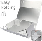 LIFELUM Large Gift Boxes with Lids,2 Pack 13.85 x 8.35 x 4.45 inch Silver Gift Boxes with Ribbon, Card, Shredded Paper Filler Gift Boxes for Presents,Graduation,Christmas,Birthdays