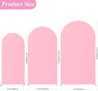 Fomcet Set of 3 Wedding Arch Covers - 6FT, 6.6FT, 7.2FT Pink 2-Sided Round Top Spandex Arch Backdrop Cover Fitted Fabric for Birthday Party, Baby Shower, Wedding Stand Decoration
