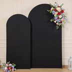 Black Arch Backdrop Cover for Wedding, Set of 2 Stretchy Spandex Fitted Arch Stand Cover for Baby Shower, Birthday Party Decor, Chiara Backdrop Cover with Double-Sided Design(7.2FT 6FT, Black)