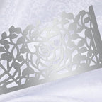 100pcs Disposable Rose Flower Paper Napkin Rings Laser Cut Foil Paper Napkin Holder, Leaf Vine Serviette Rings for Table Decoration,Christmas,Wedding,Party (Silver)