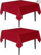 sancua Christmas Red Square Tablecloths 85x85 Inch, 2 Pack - Fabric Table Cloth for Square or Round Tables, Washable Polyester Table Cover for Dinner, Holiday Party, Decorative Display Tables