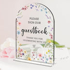 Wedding Sign Decor, Photo Guest Book Sign, 5x7 Inch Arch Acrylic, Wedding Sign for Reception & Event, Bridal Shower Decorations, Wedding Table Sign Accessories for Anniversary And Party (Flower)