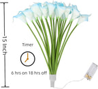 20pcs Artificial Calla Lily Bouquet Lamp Faux Floarl Night Light Real Touch Flower Night Lamp LED Calla Lily Lighted Artificial Flower for Her Gifts Home Kitchen Decor(Light Blue)