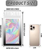 Funfery 100 Pack Gradient Holographic Bags,Resealable Bags with Zipper,Clear Window Packaging Pouchs,Foil Bag for Food Storage,Small Business,Sample Jewelry Bag(6.3×9.4In,White Black)