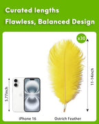 NEWONG 30pcs Yellow Ostrich Feathers Natural Bulk 11-14inch(28-35cm) Vase Craft Wedding Home Party Centerpieces Christmas Day Decoration