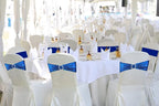 Sequin Chair Sashes Stretch Chair Bands Spandex Polyester Bows for Party Hotel Wedding Banquets Decoration - 6 Pcs Royal Blue