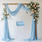 Wedding Arch Draping Fabric 3 Panels 28.7" x 20FT Baby Blue Sheer Chiffon Backdrop Drapes for Wedding Ceremony Birthday Party Bridal Shower Outdoor Decoration