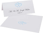 Linked Hearts Place Cards, Light Blue (Choose Color), Set of 25, Pre-cut and Scored - Wedding, Party, Dinner, and Special Events - Made in the USA